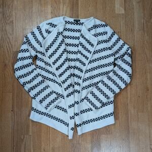 Talbots Black & White Cotton Knit Cardigan – Checkered Cozy Chic (M)
